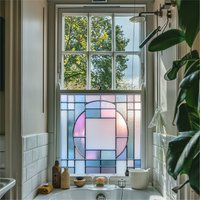 Fabrizia Art Deco Stained Glass Privacy Window Film - Pink / 55cm