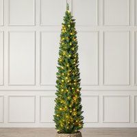 Pre-Lit Aspen Spruce Pencil Christmas Tree - Green / 7ft