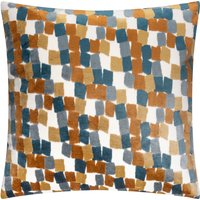 Metro Blocks Velvet Jacquard Square Cushion - Ginger / Polyester