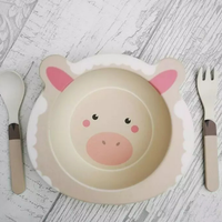 Kids Dining Set 3pc Feeding Kit Bowl Spoon Fork - beige