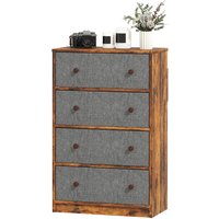Industrial 4 Fabric Drawer Chest Storage Unit Rustic - Black