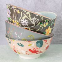 KitchenCraft 4-Piece Ceramic Cereal Dessert Bowl Set - Grey / 16cm