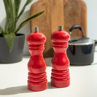 MasterClass Set of 2 Capstan Salt or Pepper Mill with Interchangeable Caps - Red