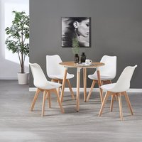 Round Lorenzo Dining Set Includes a Table and Chairs Set of 4 - White
