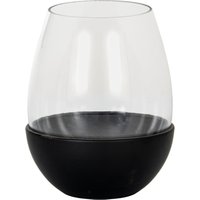 Neris Large Glass Candle Holder with Metal Frame for Home - Black