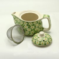 Small Green Daisy Herbal Teapot Perfect for Solo Tea Gifts - Green