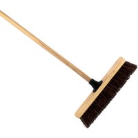 16-Inch Bassine Broom with Wooden Handle - Robust Outdoor Sweeper - Brown