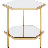 Rio Gold and Mirror 2 Tier Side Table - Gold