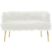Clarence Fur Effect 2 Seater Sofa with Gold Legs - White
