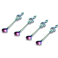 Stainless Steel Treble Clef Spoons - Rainbow / 4