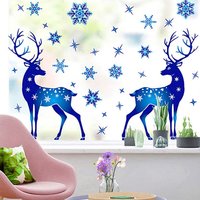 Reindeer Magic PVC Reusable Christmas Window Stickers - Blue