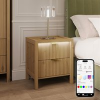 XR Living Dakota Side Table With App Control Lights - Wild Oak
