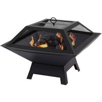 Hortus Metal Square Firepit BBQ - Black