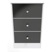 Padstow Ready Assembled 3 Drawer Bedside Cabinet - Black Gloss & White Matt