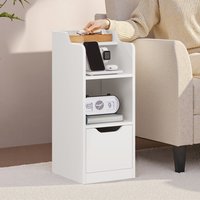 Yaheetech Narrow Bedside Table with Drawer - White / 6.6kg