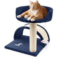 Cat Bed with Scratch Post - Navy Blue