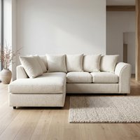Harriet Boucle Fabric Left Facing Corner Sofa in Sand - Cream