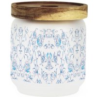 Blue Floral Painted Roses Small Glass Storage Jar - Blue