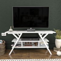 Decorotika, Minerva 120 cm Wide TV Unit TV Stand with Unique Design - White - White Decorotika, Minerva 120 cm Wide TV Unit TV Stand with Unique Design - White - White