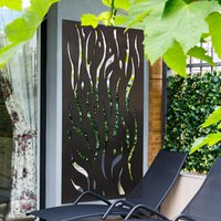 MirrorOutlet Amarelle Extra Large Metal Flame Garden screen Mirror 180cm X 90cm - Black