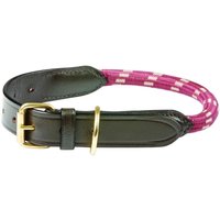 Rope Leather Dog Collar - Burgundy/Brown