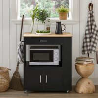 SoBuy Kitchen Trolley Cart Cabinet Microwave Cabinet - Black