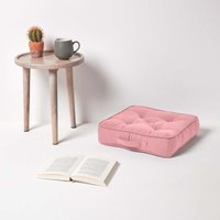 Homescapes Rajput Ribbed Cotton Floor Cushion - Pink