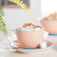 Pack of 6 Hand-Printed Cappuccino Cups 250ml - Orange