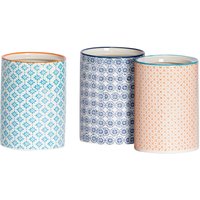 Hand-Printed Kitchen Canisters - 11.5cm - 3 Colours - Multi