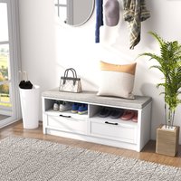 HOMCOM Shoe Storage Bench with Removable Cushion for Entryway - White