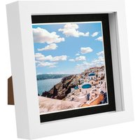6" x 6" White 3D Box Photo Frame - 4" x 4" Mount - White/Black