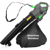 Gracious Gardens, Cordless Leaf Blower 3000W Vacuum and Shredder 35L - Grey Gracious Gardens, Cordless Leaf Blower 3000W Vacuum and Shredder 35L - Grey