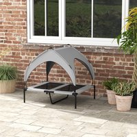 PawHut Cooling Dog Bed Elevated Outdoor with Canopy - Light Grey / 76cm / 91cm