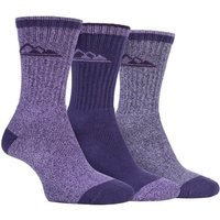 3 Pairs Ladies Lightweight Breathable Hiking Socks with Arch Support - Purple