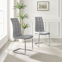 2 x Deep Foam Cushioned Murano Upholstered Modern Kitchen Dining Chairs - Grey