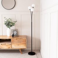 Velika 3 Arm Glass Globe Floor Lamp - Black