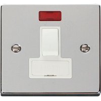 Polished Chrome 13A Fused Connection Unit Switched With Neon - White