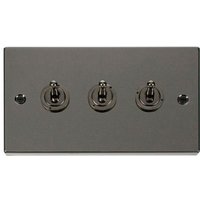 Black Nickel 3 Gang 2 Way 10AX Toggle Light Switch - Black Nickel