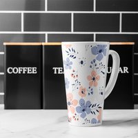 Pink Blue Flowers Latte Mug - Pink
