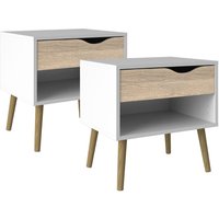 Set of 2 Oslo Bedside Drawers - White