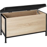 Storage Bench Calico - Padded Seat, 81.5x41.5x50.5cm - Industrial Wood Light, Oak Sonoma