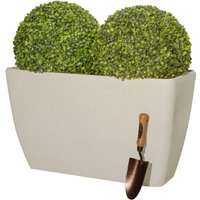 White Stone Effect Resin Trough Planter - White
