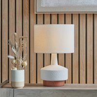 Wood Effect Textured Ceramic Table Lamp - White