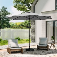 3m Patio Parasol Outdoor Umbrella Canopy with Square Plastic Stand - Dark Grey