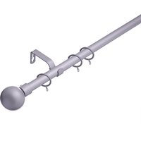 19 mm Extendable Metal Curtain Poles Rods - Satin Steel / 120cm