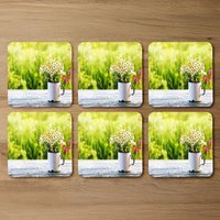 Spring Daisies Coaster Set - Green