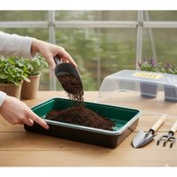38cm Seed Tray Propagator Set Seed Tray Gravel Tray Vented Cover - Clear, green & black / 1