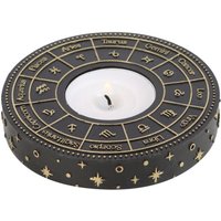 Astrology Wheel Tealight Candle Holder Celestial Gold Decor - Black