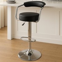Scala Black Leather Effect Bar Chair - Black