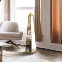 The Obelisk Gold Metal Edged Mirrored Ornament - Gold / 100cm